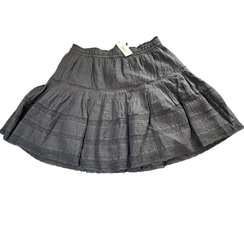 Unsubscribed Large NWT Victorian Skirt Faded Black Cotton Tiered Lace $148
